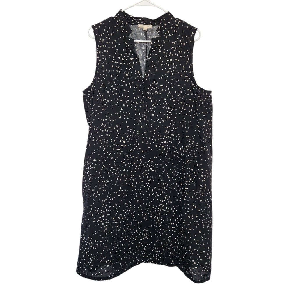 Eileen Fisher Black Mini Dress with White Dot Print